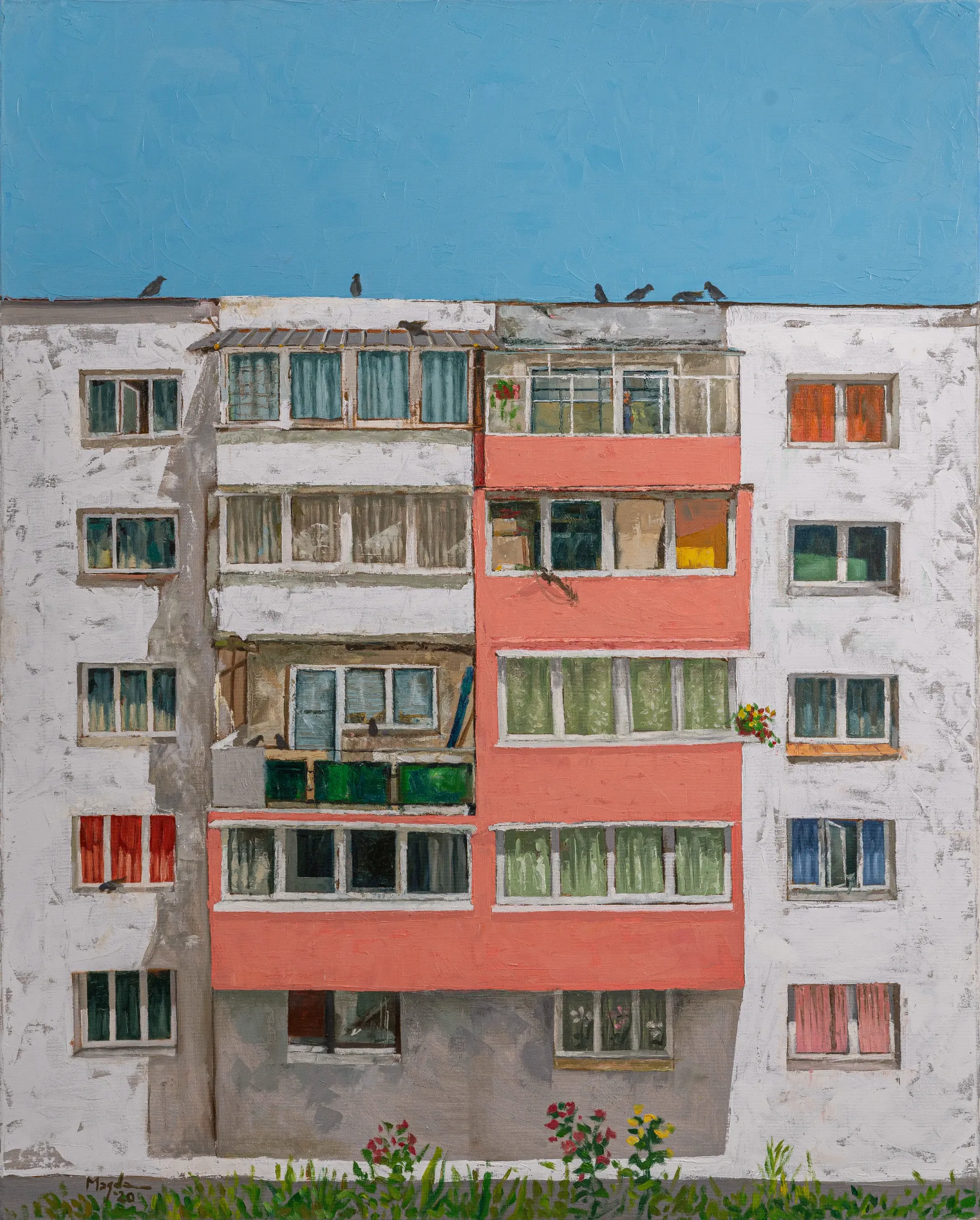 Socialist Modernism Oil Painting Art - Blocks