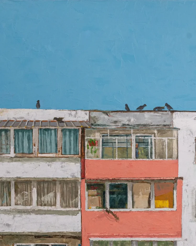 Socialist Modernism Oil Painting Art - Blocks