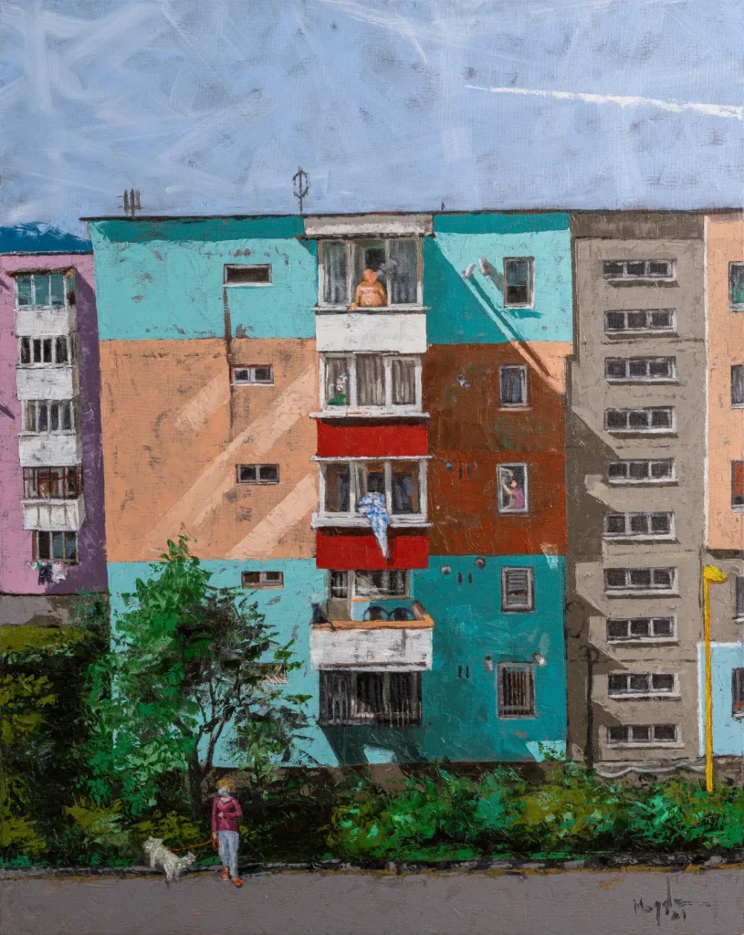 Socialist Modernism Oil Painting Art - Blocks