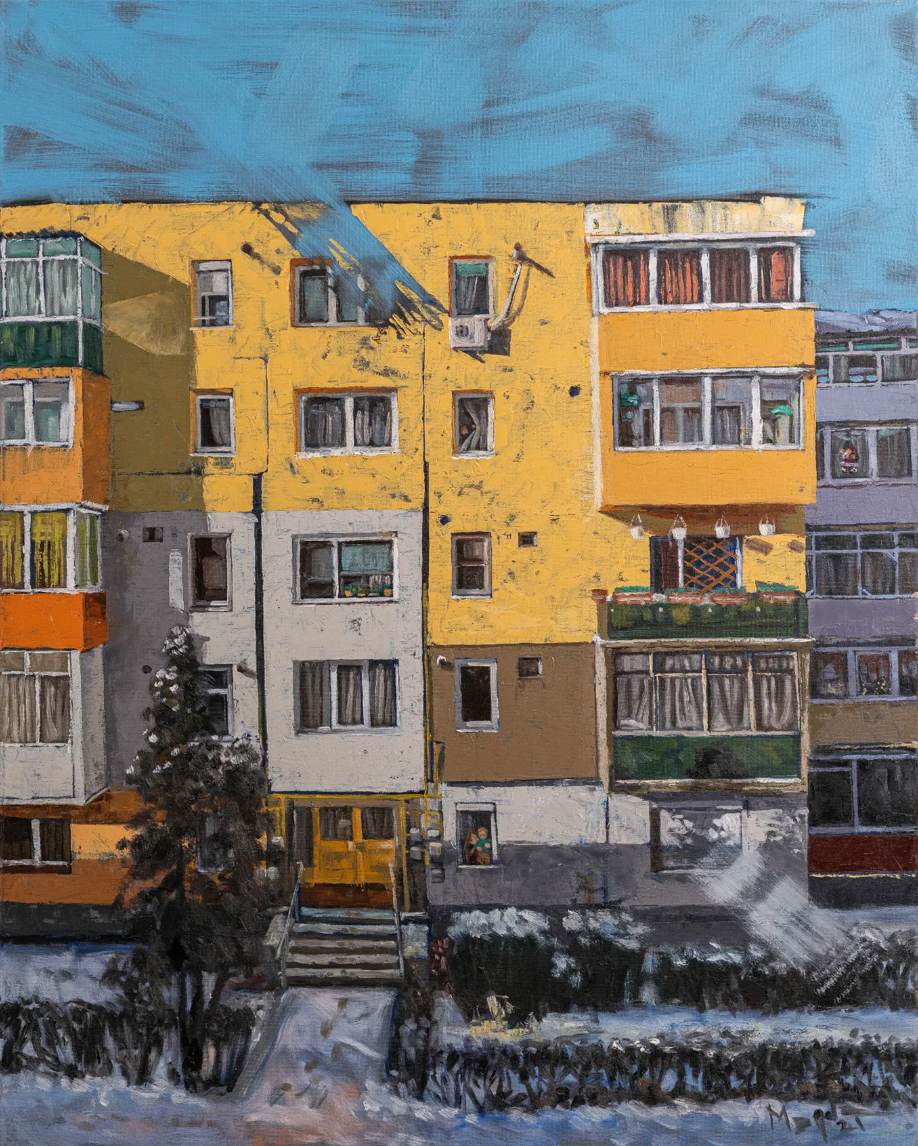 Socialist Modernism Oil Painting Art - Blocks